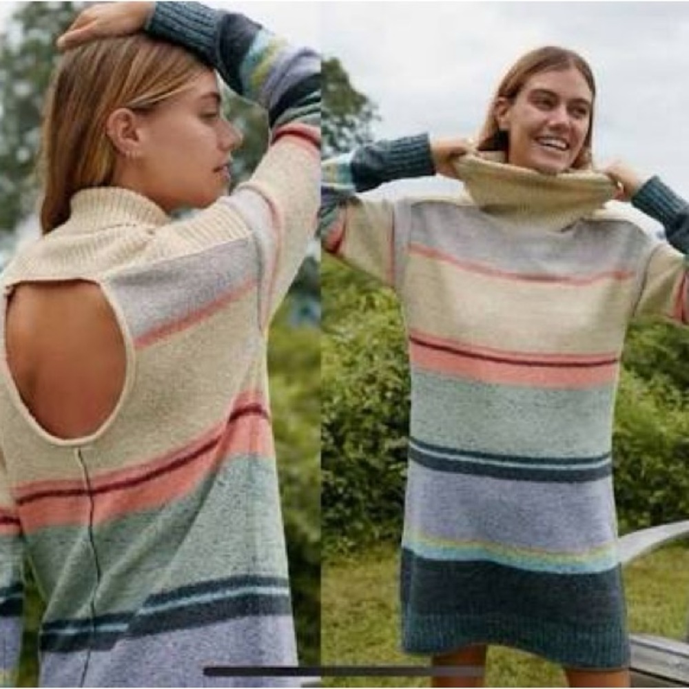 Anthropologie Daily Practice Open Back Turtleneck Dress